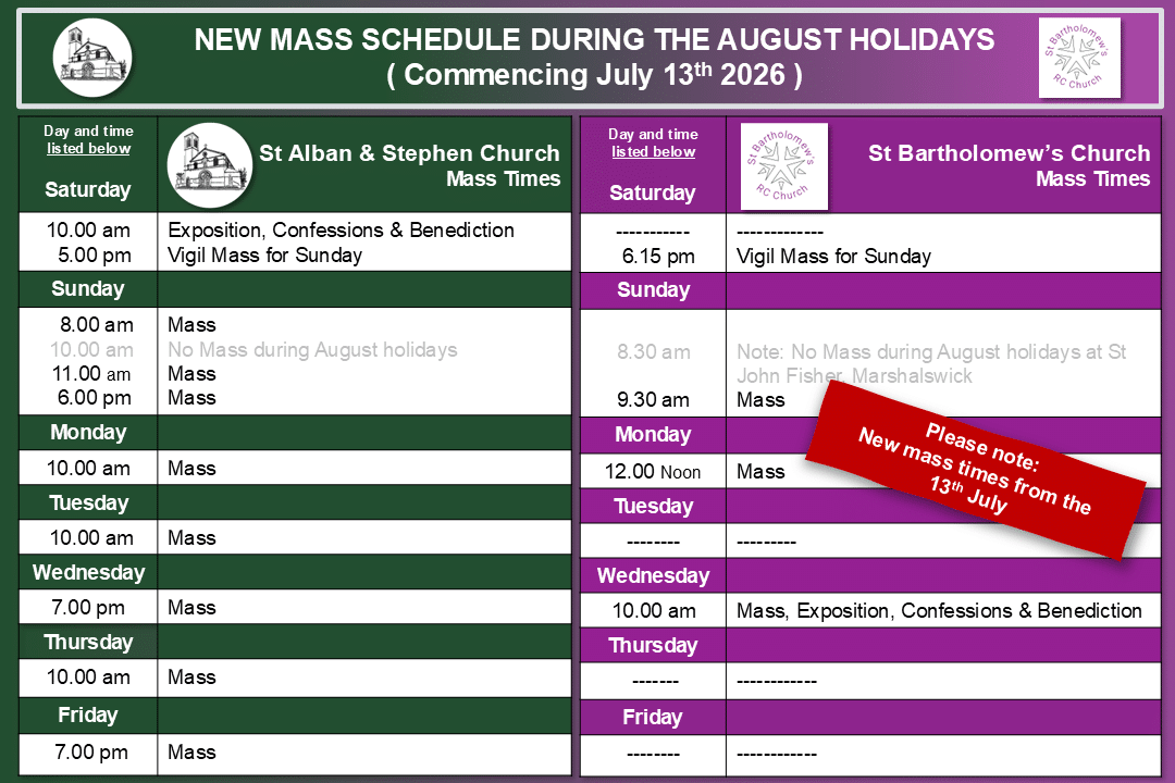 Mass Times August 2026