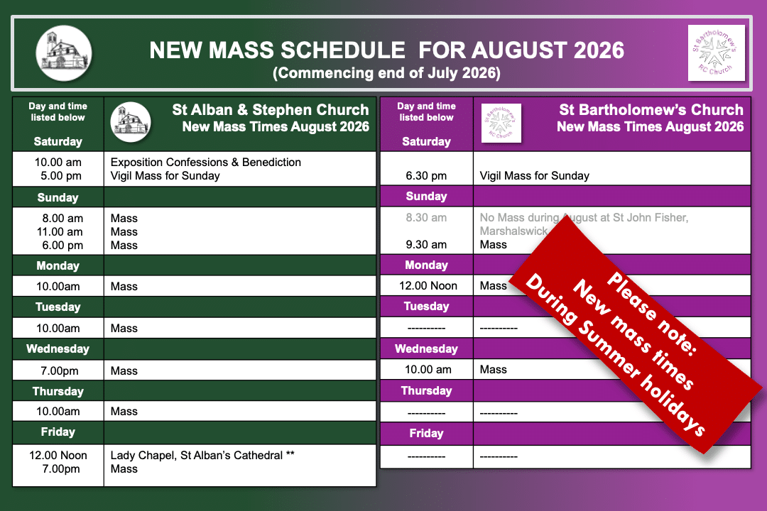 Mass August Schedule 2026