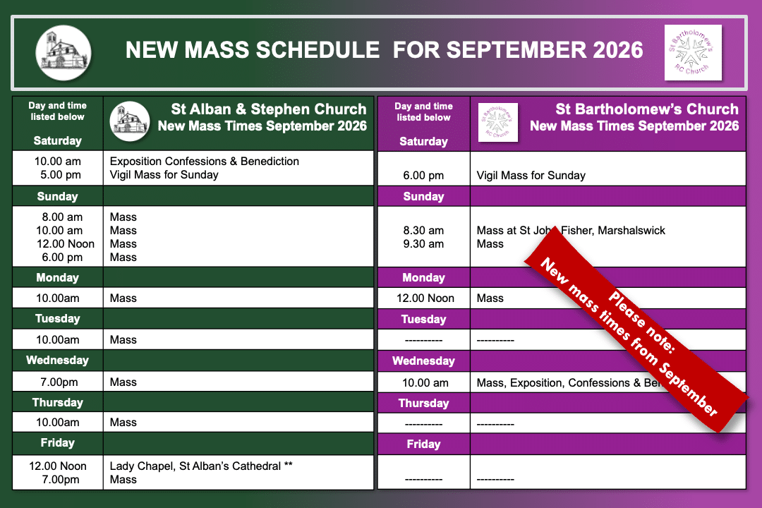 Mass times September 2026